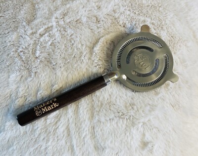 Maker s Mark Stainless Steel W/Custom Wood Handle Strainer, NEW