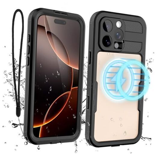 Compatible with iPhone Waterproof Case, Shockproof Phone Case 16 Pro Max Black