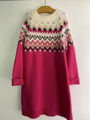 Gymboree Snowflake Pink Fair Isle Fuzzy Sweater Dress Sz 6 | eBay