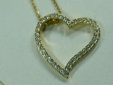 Signed SWAROVSKI Open LOVE Heart CRYSTAL Pendant Gold Necklace Adjustable 16-18"