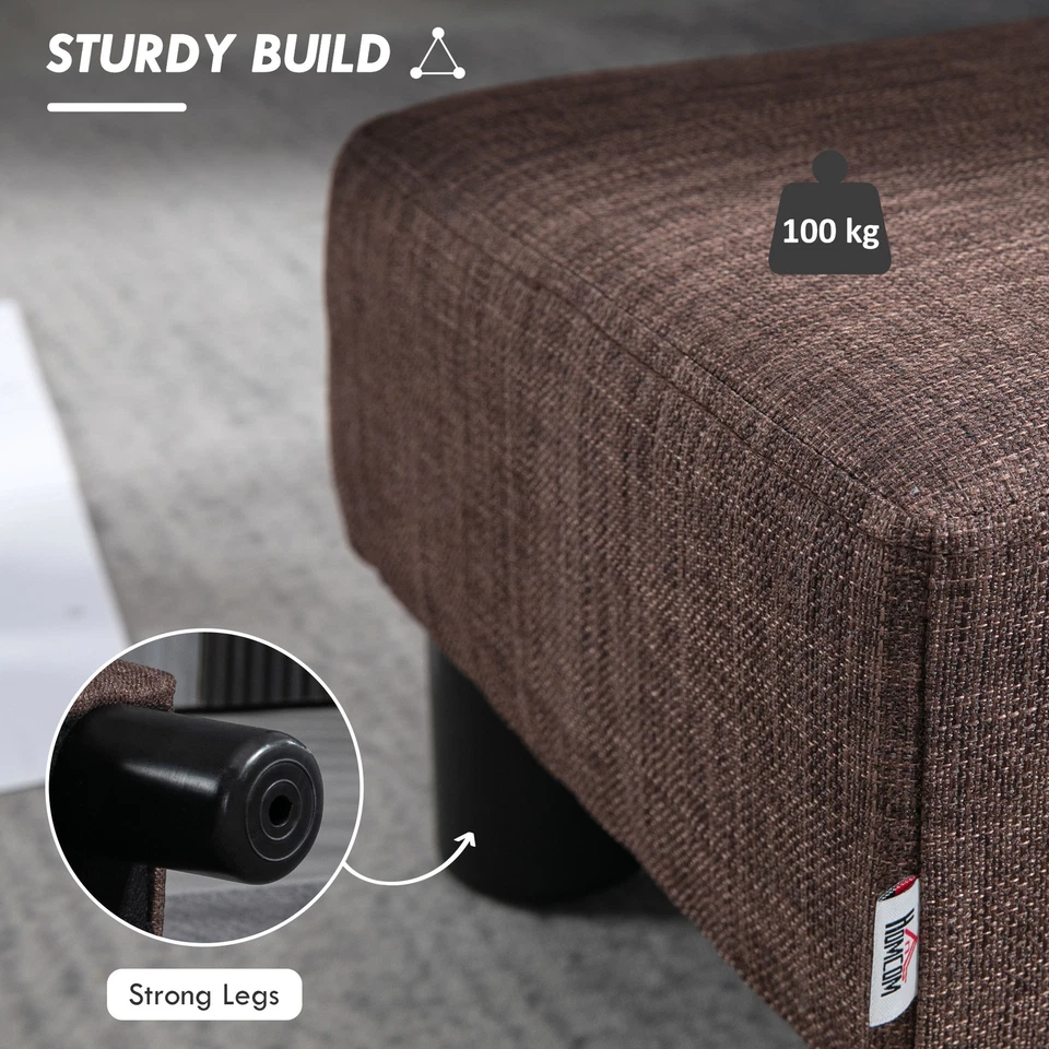 Footstool Ottoman Cube Brown Polyester Plywood Plastic 40cm x 30cm x 24cm Wood - Image 4 of 4