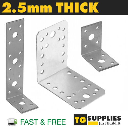 Heavy Duty Galvanised Angle L Shape Bracket Corner Brace Timber 2.5mm THICK  | eBay