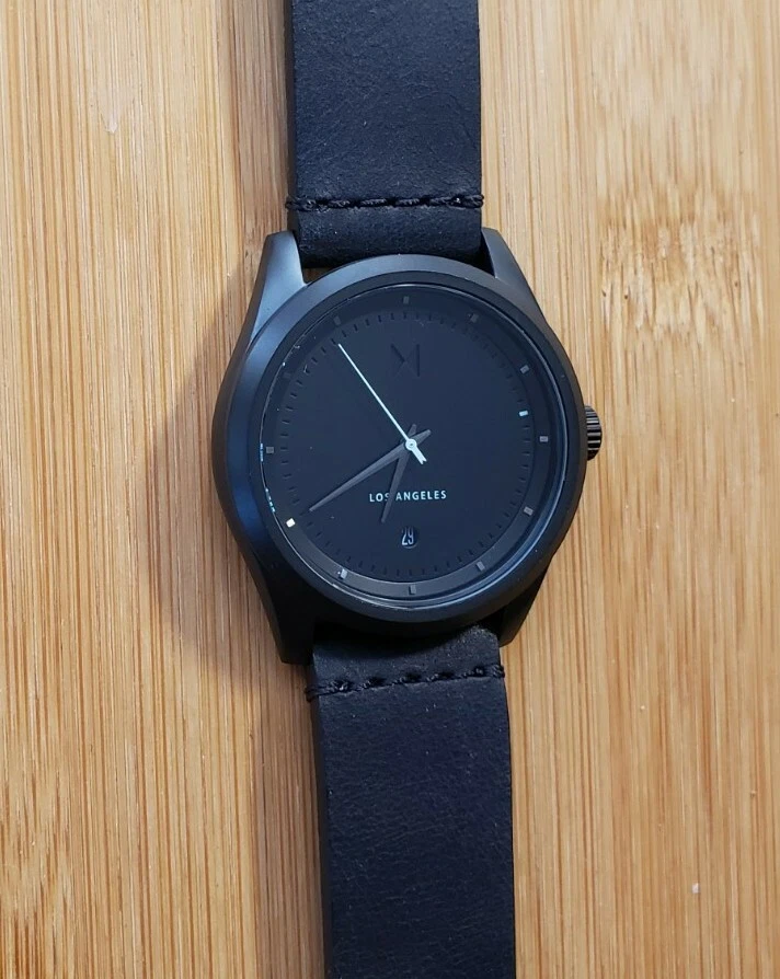 MVMT Time Crusher Watch With 39mm Black Face black Leather Band