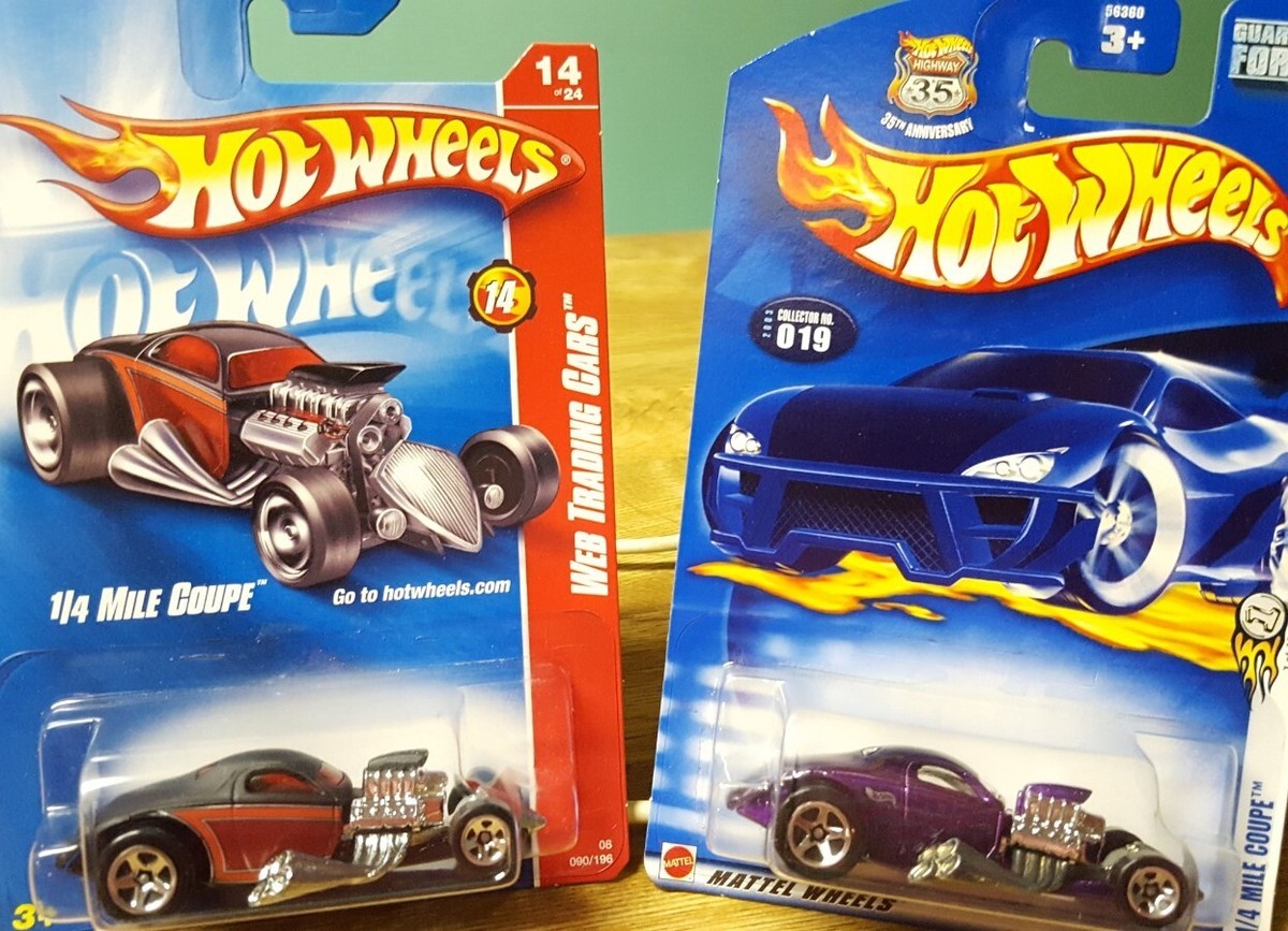 Hot Wheels Lot of 2 1/4 Mile Coupe Purple & Flat Black w/ Red 1:64