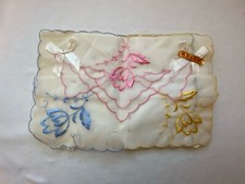 VTG Lot SET 3 Hankerchiefs Dainty Embroidered Nylon Hankies Flowers Scalloped