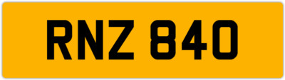 RNZ 840 R 3x3 DATELESS PRIVATE NUMBER PLATE ROB ROY RICK RYAN RUS RUSSELL RILEY