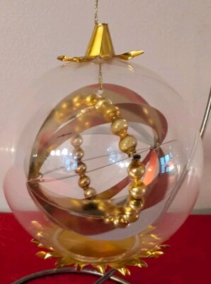 Vintage Resl Lenz Gold Foil Star Spinner Glass Christmas Ornament