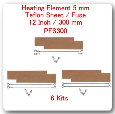 6 Heating Elements 5 mm + 6 PTFI Sheets) For Impulse Sealer 12'' / 300mm PFS300