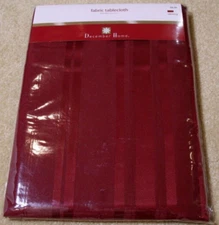 Tablecloth Oblong Royal Satin Stripe Red Fabric 60x84 NEW December Home