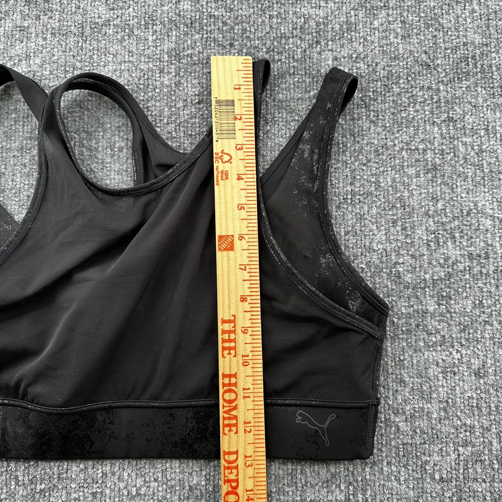 Puma Sports Bra Sz Large Mid Impact Fashion Luxe Ellavate Black Mesh Athleisure thumbnail 9