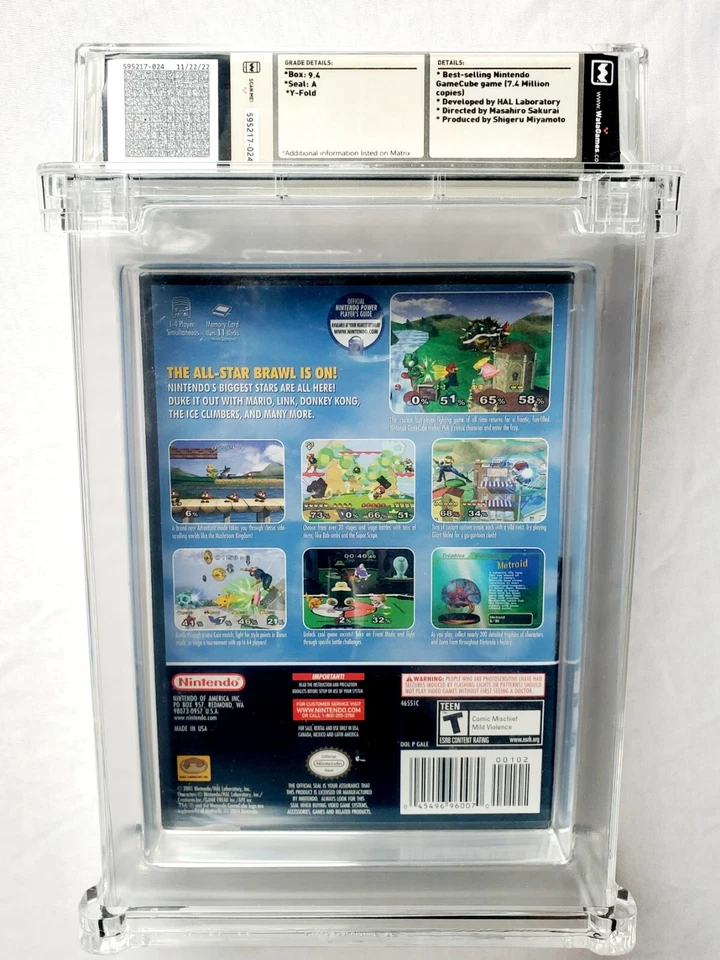 WATA 9.4 A Super SMASH BROS MELEE Nintendo GameCube Black Label Factory Sealed! - Image 2 of 4
