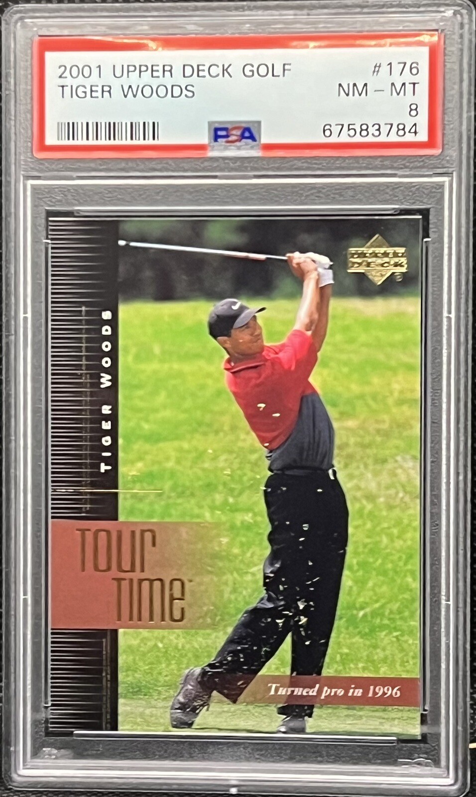 2001 Upper Deck - Tour Time #176 Tiger Woods (RC) PSA 8 NM-MT