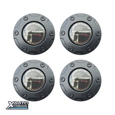 4 X American Racing Atx Wheel Center Cap Teflon Black W Acrylic Logo 1342106017