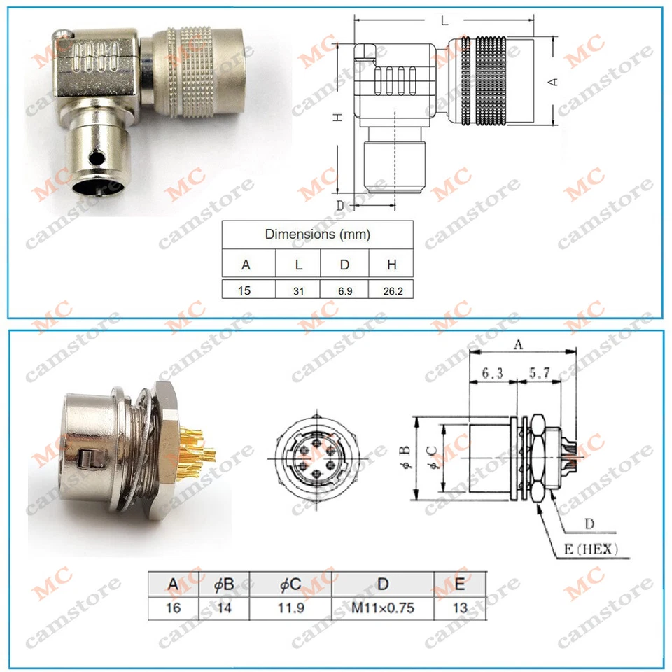 Elbow Electrical 10 Pin Circular Connector HR10A-10P-10S(73)Hirose 10 Pin Female - Image 2 of 4