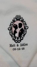 Silhouette Anniversary Bride & Groom Personalized Wedding Fleece Blanket Throw 