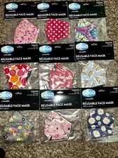 9pc- Girls GOGO Fabric Face Mask Size: OSFM, Ages 4-10 New/ Sealed