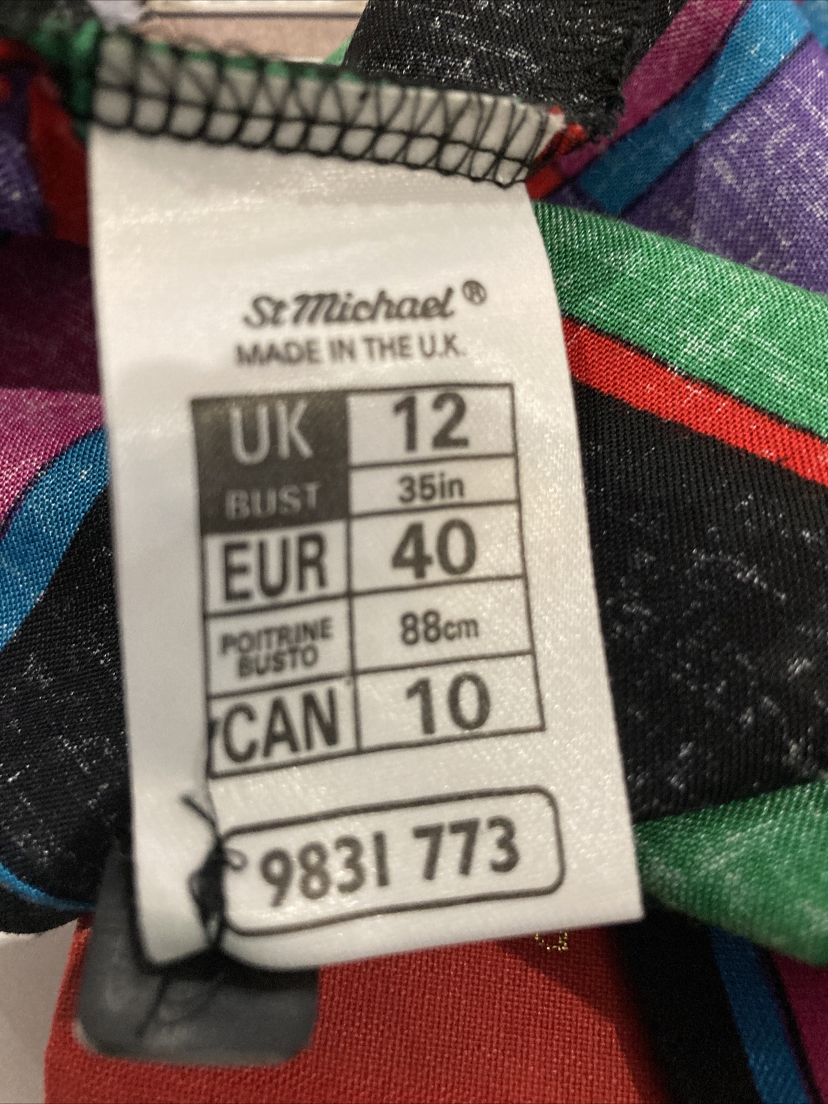 Vintage 1991 Collection Multi Squares M & S Shirt/Blouse 35" Bust, 12 UK 7