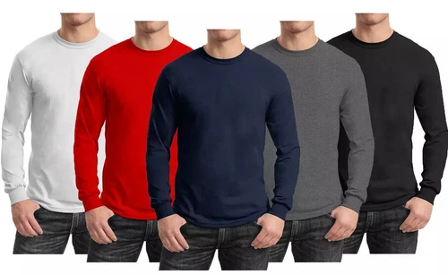 Men's Cotton Blend Heavyweight Long Sleeve Crew Neck Shirt ( Sizes, S-3XL ) NWT video thumbnail