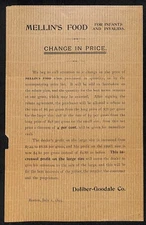 Mellin's Food for Infants and Invalids 1893 Whsle. Price Change Notice Sheet