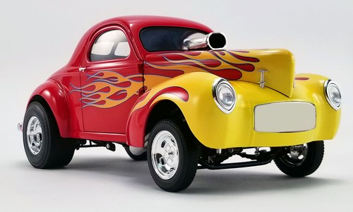 1941 VINTAGE WILLYS RED FLAMES GASSER NHRA DRAG 1:18 ACME A1800916 HOT ROD GMP - Picture 7 of 7