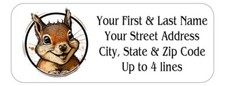 150 Excited Cute Squirrel Happy Mailing Return Address Labels Personalized