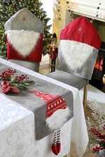 4 Christmas Chair Back Covers Gonk Scandinavian Gnome Decoration Grey Red