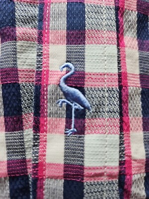 TAILORBYRD 1930 Collection RED WHITE BLUE Plaid Gingham Long Sleeve Shirt Large