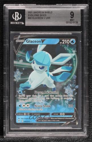 2021 Pokémon Sword & Shield - Evolving Skies Glaceon V #040 BGS 9 MINT - Picture 1 of 3