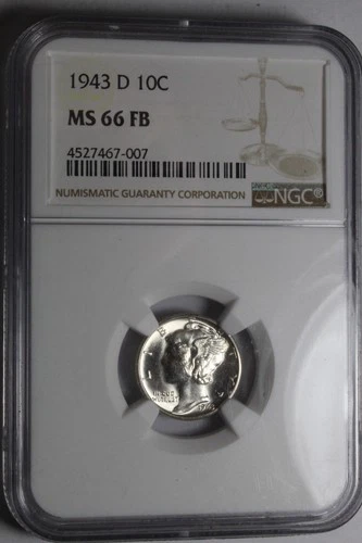 1943 D Mercury Dime MS66 FB NGC #007 Blast White