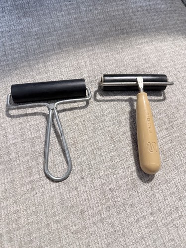 Pair Of Vintage Speedball Rubber Brayer Roller Printmaking Tool – Crafting Class