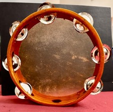 Tambourine Vintage 8" Natural wood hoop ,1960 or 1970s brand faded