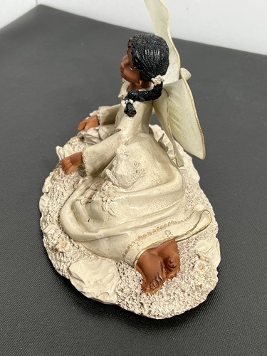 8” Girl Fairy Figurine With Flowers Frog Glitter African American - Picture 6 of 11