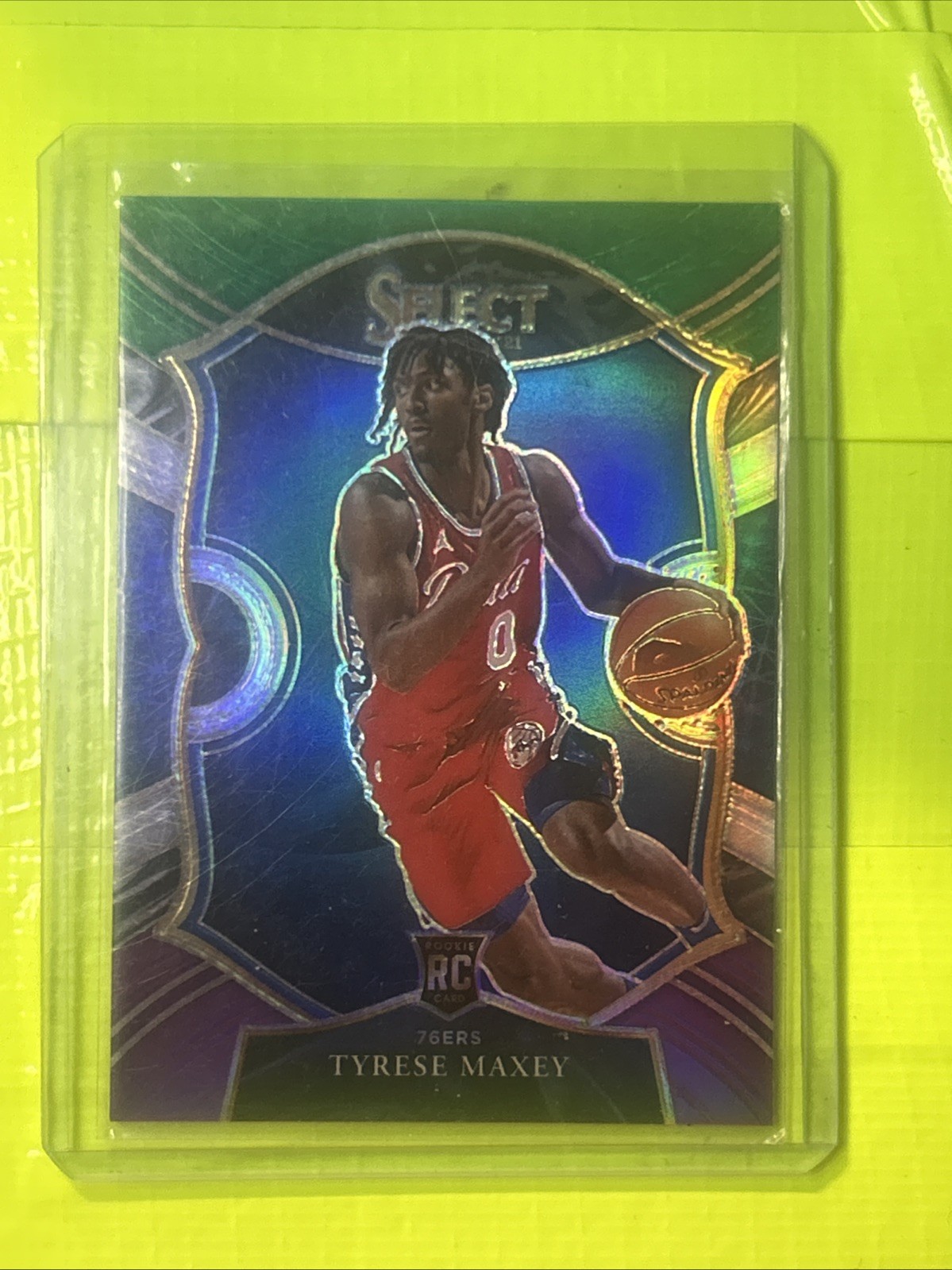 2020-21 Panini Select - Concourse Tyrese Maxey #81 Green White Purple Prizm (RC)