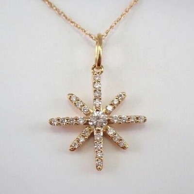 1.50Ct Lab Created Diamond Round Star Pendant 14K Yellow Gold Plated Free Chain