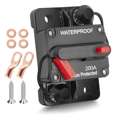 200 Amp Circuit Breaker Fuse 2/0 AWG - 3/8" Battery Ring Terminal Connector f...