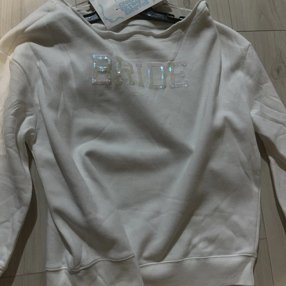 Goodie Conjunto de Sudadera y Pantalones Cortos Dos Mangas Para La Novia Lentejuelas Blancas Talla L NUEVO Foto 3 de 4