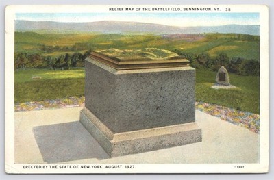 VT Bennington, Relief Map of Battlefield Erected by New York WB Posted 1930