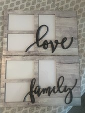 2 Collage Photo Frame Farmhouse Inspired Decor Wall Hanging Metal Love Family