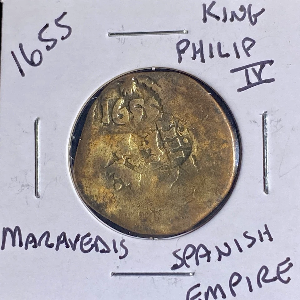 1655 Coin Maravedis Spanish Empire Pirate Era Counterstamp Countermark Genuine - Image 4 of 4