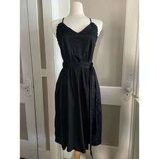 LOFT Black Pleated Summer Dress w/Fabric Belt sz 6