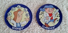 Tetley Tea Folk Sydney & Clarence Metal & Cork 9cm Round Coasters  Brand New