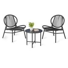 3 Pieces Outdoor Acapulco Chair Patio Bistro Set, All-Weather Acapulco Chairs...