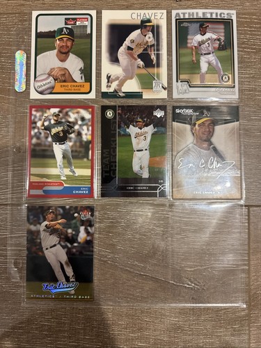 LOT Eric Chavez MLB (27) Card Lot Oakland A’s Athletics Rookie RC Artifact - Picture 10 of 11