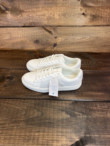 NEW Time And Tru White Fashion Casual Lace Up Sneakers Shoes Women Size 8 - Picture 4 of 12