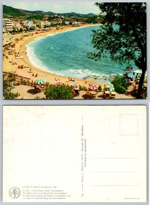 1959 Lloret de Mar Costa Brava Spain Gran Playa Beach Vintage Postcard
