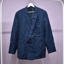 Aquascutum Men's Double Breasted Jacket 42R Navy Wool Made in England Blazer