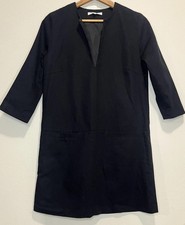 Emerson Fry Black Lined Dress Small 100% Cotton Long Sleeve Pockets Made in USA