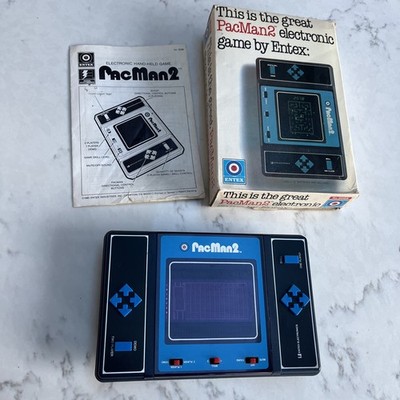 PacMan 2 Entex Handheld Konsole (1981) mit Box & Einsätzen