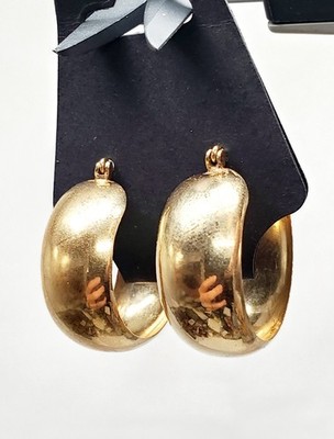 14 Karat Creolen Gelbgold 12 mm breit 5,1 g glatte Oberfläche 1 1/16 Zoll Klapprücken