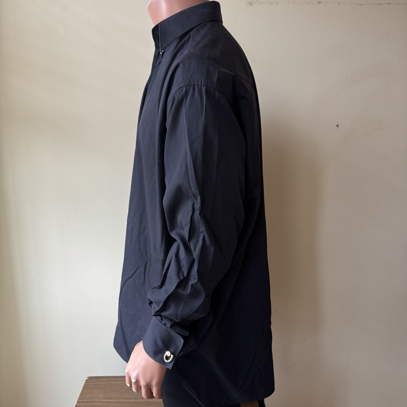 Vintage Yves Saint Laurent Rive Gauche Men’s Medium Black Oversize Cotton Shirt thumbnail 6